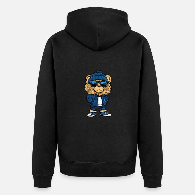 Löwe Cool Comic - Unisex Premium Bio Zip Hoodie - Schwarz