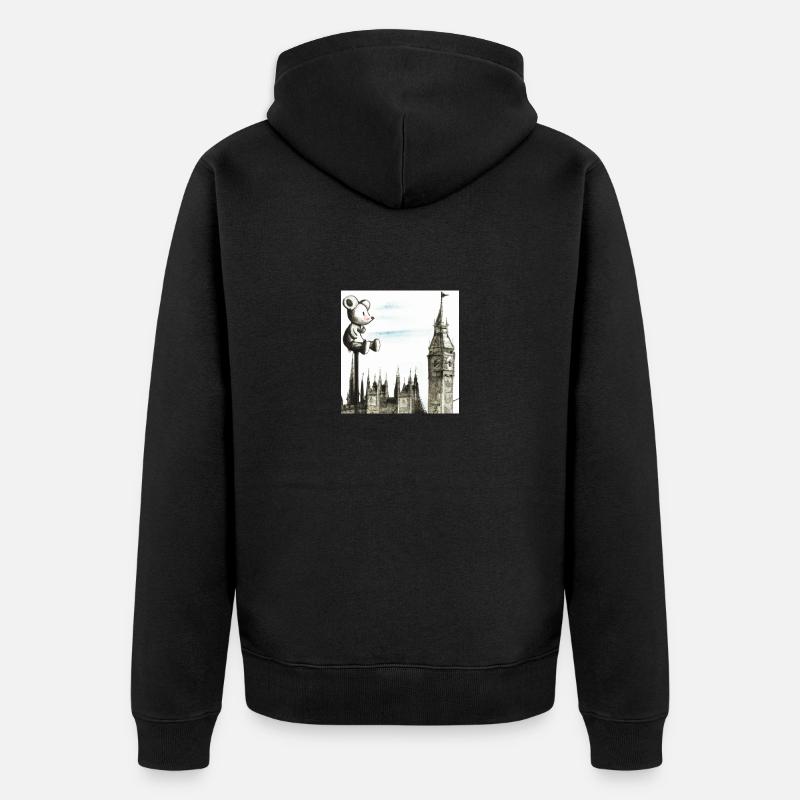 Big Ben's Zeitwächter Maus - Unisex Premium Bio Zip Hoodie - Schwarz