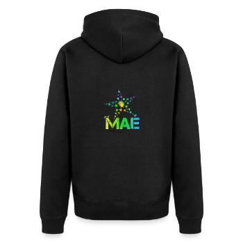 Maé Mae - Unisex Premium Bio Zip Hoodie - Schwarz - Hinten - Nico (187cm)