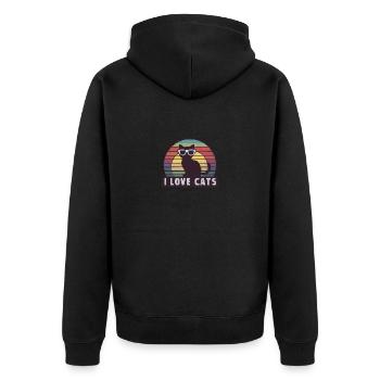 I Love Cats - Unisex Premium Organic Zip Hoodie - black - Back - Nico (187cm)