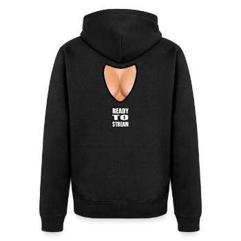 Boobs ready to stream - Unisex Premium Bio Zip Hoodie - Schwarz - Hinten - Nico (187cm)