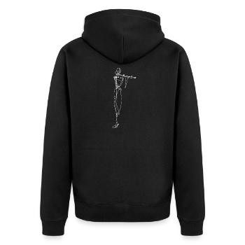 Flöte - Unisex Premium Bio Zip Hoodie - Schwarz - Hinten - Nico (187cm)