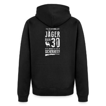 Jäger Geburtstag Geschenk 30 Fun lustiges Jäger - Unisex Premium Bio Zip Hoodie - Schwarz - Hinten - Nico (187cm)