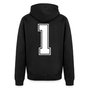 1 - Unisex Premium Organic Zip Hoodie - black - Back - Nico (187cm)