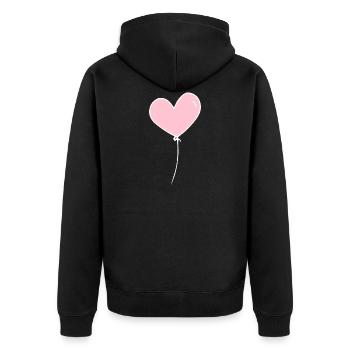 Ballon coeur rose blanc - Veste à capuche bio Premium Unisexe - noir - Dos - Nico (187cm)