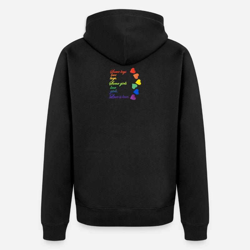 Ob lesbisch oder schwul, Liebe ist Liebe - Unisex Premium Bio Zip Hoodie - Schwarz