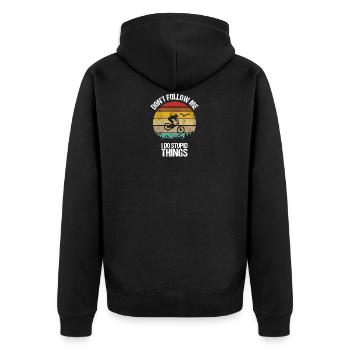 Mountain Bike Downhill Design - Unisex Premium Organic Zip Hoodie - black - Back - Nico (187cm)