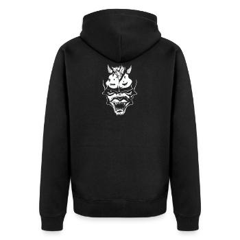 devil - Unisex Premium Organic Zip Hoodie - black - Back - Nico (187cm)