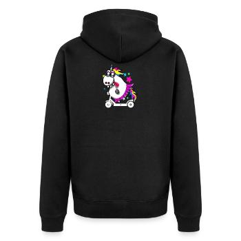 Licorne folle avec e-scooter - Veste à capuche bio Premium Unisexe - noir - Dos - Nico (187cm)