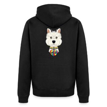 West Highland Terrier LGBTQ Flag I Gay Pride Flag - Unisex Premium Bio Zip Hoodie - Schwarz - Hinten - Nico (187cm)