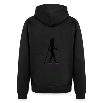 Icône de la femme de marche nordique - Veste à capuche bio Premium Unisexe - noir - Dos - Nico (187cm)