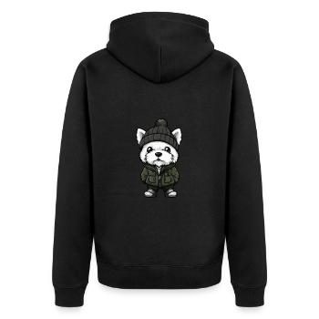 West Highland Terrier Dog Winter - Unisex Premium Organic Zip Hoodie - black - Back - Nico (187cm)