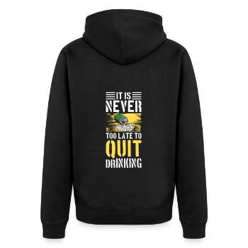 Alkoholfrei Alkoholiker Säufer - Unisex Premium Bio Zip Hoodie - Schwarz - Hinten - Nico (187cm)