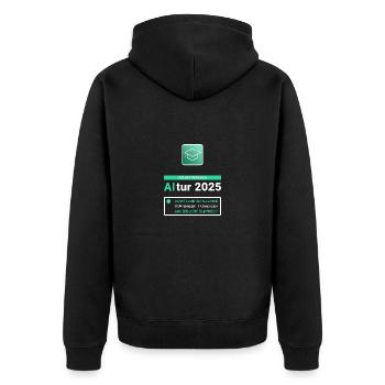 Selbstversuch AItur - Abi 2025 - Abimotto - Unisex Premium Bio Zip Hoodie - Schwarz - Hinten - Nico (187cm)