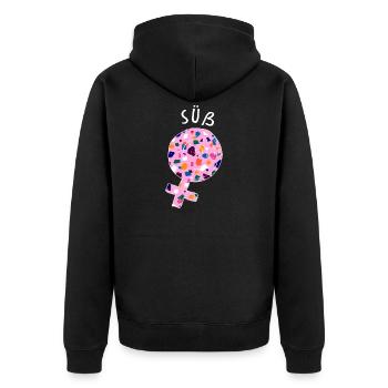 Süß Spruch Süßigkeiten Naschkatzen Nachspeise - Unisex Premium Bio Zip Hoodie - Schwarz - Hinten - Nico (187cm)