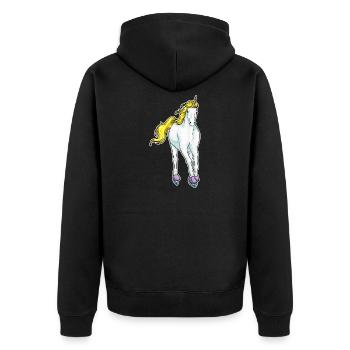 Einhorn Eislaufen Schlittschuhe - Unisex Premium Organic Zip Hoodie - black - Back - Nico (187cm)