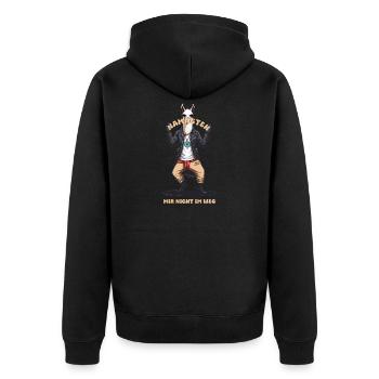 Lustiges Karate Lama - Unisex Premium Bio Zip Hoodie - Schwarz - Hinten - Nico (187cm)
