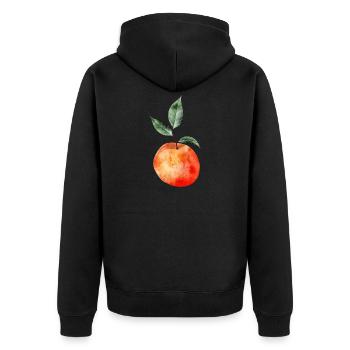 glowing peach with leaves illustration - Unisex Premium Organic Zip Hoodie - black - Back - Nico (187cm)