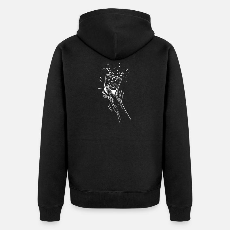 Main avec verre à boisson - Veste à capuche bio Premium Unisexe - noir