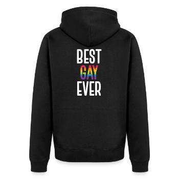 Mois de la fierté LGBT - Meilleur gay de tous les temps - Veste à capuche bio Premium Unisexe - noir - Dos - Nico (187cm)