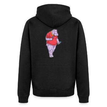 Nilpferd Dart Dartpfeil - Unisex Premium Bio Zip Hoodie - Schwarz - Hinten - Nico (187cm)