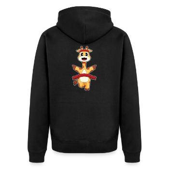 Giraffe Jogger Jogging Sport - Unisex Premium Organic Zip Hoodie - black - Back - Nico (187cm)