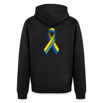 Peace sign for the people of Ukraine - Unisex Premium Organic Zip Hoodie - black - Back - Nico (187cm)
