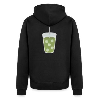 Eisgekühltes Matcha Latte Getränk - Unisex Premium Bio Zip Hoodie - Schwarz - Hinten - Nico (187cm)