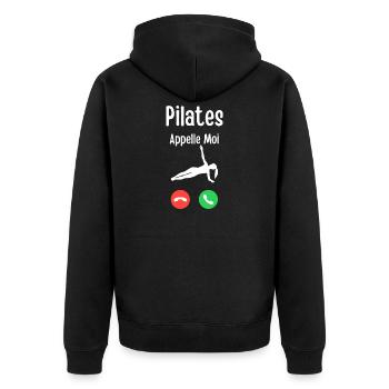 Pilates Appelle Moi Illustration - Veste à capuche bio Premium Unisexe - noir - Dos - Nico (187cm)