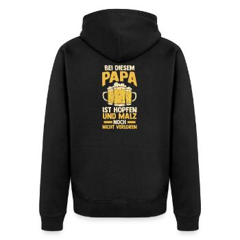 Bière, fête des pères, papa, papa - Veste à capuche bio Premium Unisexe - noir - Dos - Nico (187cm)