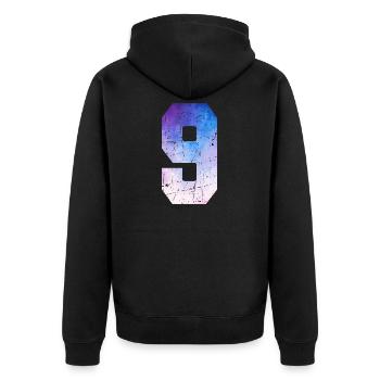 numéro 9 – Cadeau anniversaire 9 ans - Veste à capuche bio Premium Unisexe - noir - Dos - Nico (187cm)
