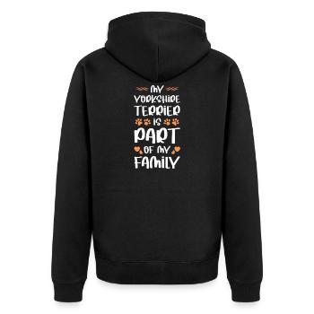 Mein Yorkshire Terrier Familienmitglied - Unisex Premium Bio Zip Hoodie - Schwarz - Hinten - Nico (187cm)