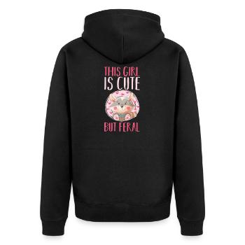 Cute But Feral Trash Panda Raccoon - Unisex Premium Bio Zip Hoodie - Schwarz - Hinten - Nico (187cm)