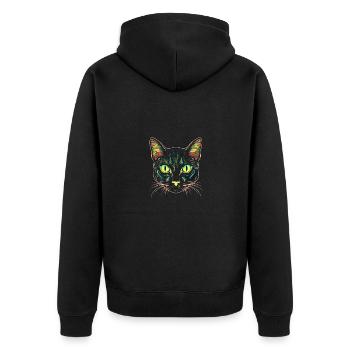 Cat Head Black Cat Bombay Happy Cat Cats - Unisex Premium Organic Zip Hoodie - black - Back - Nico (187cm)