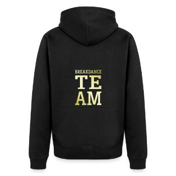 Breakdance Team Mannschaft - Unisex Premium Bio Zip Hoodie - Schwarz - Hinten - Nico (187cm)