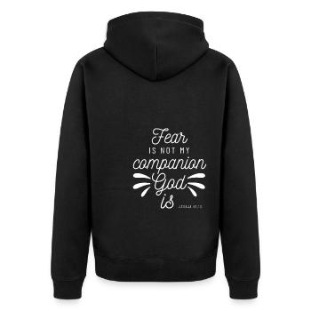 Fear Not Companion God Is Christlicher Glaube - Unisex Premium Bio Zip Hoodie - Schwarz - Hinten - Nico (187cm)