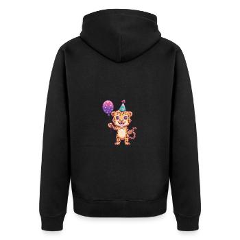 Leopard Geburtstag Comic - Unisex Premium Bio Zip Hoodie - Schwarz - Hinten - Nico (187cm)