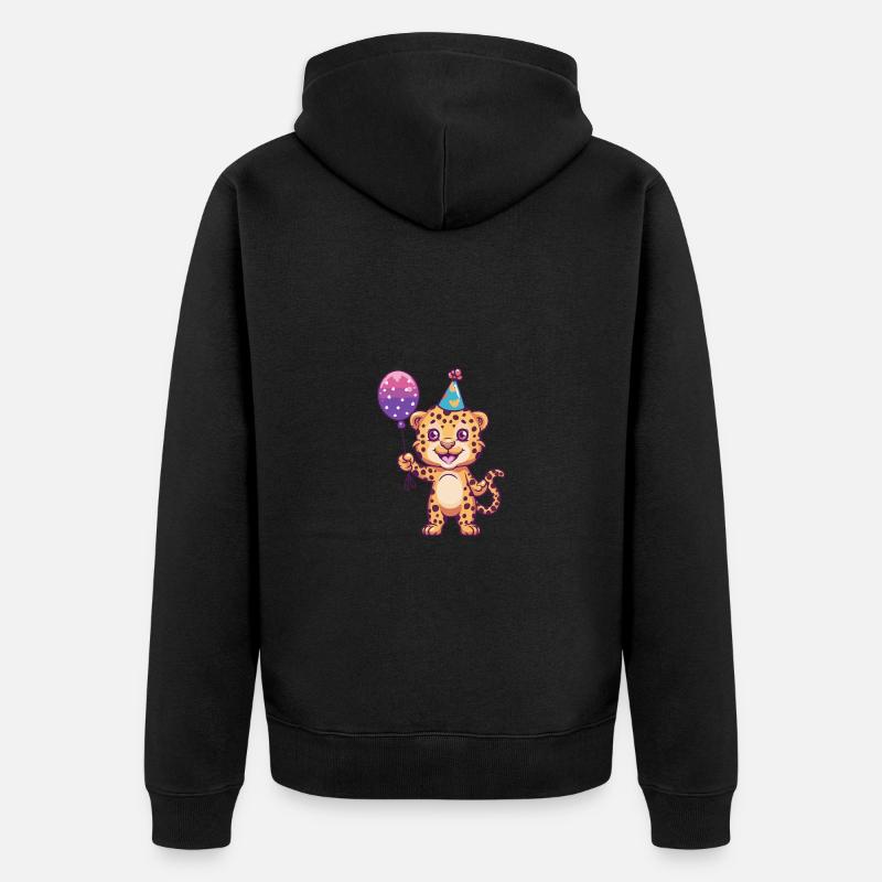 Bande dessinée d’anniversaire léopard - Veste à capuche bio Premium Unisexe - noir