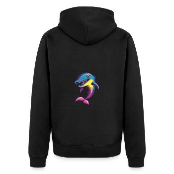 Delfin Halloween Tier - Unisex Premium Bio Zip Hoodie - Schwarz - Hinten - Nico (187cm)