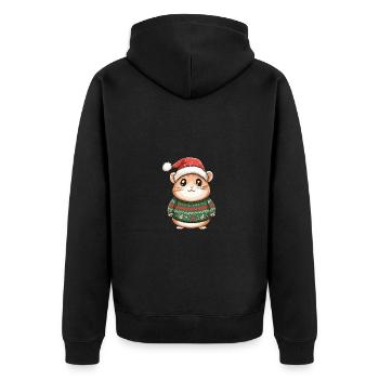 Hamster Weihnachten Comic - Unisex Premium Bio Zip Hoodie - Schwarz - Hinten - Nico (187cm)