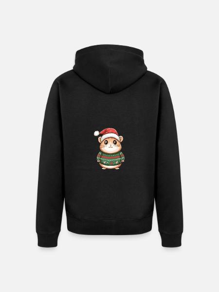 Hamster Christmas Comic - Unisex Premium Organic Zip Hoodie - black