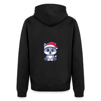 Wolf Christmas Cute - Unisex Premium Organic Zip Hoodie - black - Back - Nico (187cm)