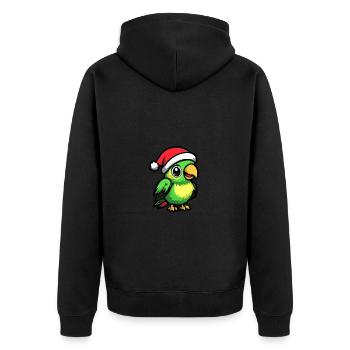 Papagai Weihnachten Niedlich - Unisex Premium Bio Zip Hoodie - Schwarz - Hinten - Nico (187cm)
