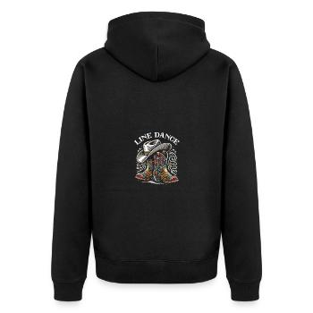 Line Dance meine Passion mein Glück - Unisex Premium Bio Zip Hoodie - Schwarz - Hinten - Nico (187cm)