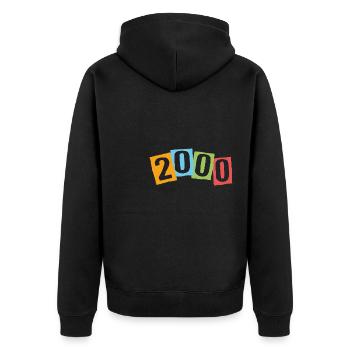 Geboren 2000 – Geburtstag mit großen bunten Zahlen - Unisex Premium Bio Zip Hoodie - Schwarz - Hinten - Nico (187cm)