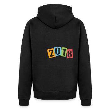 Born in 2018 – Birthday with big colorful numbers - Unisex Premium Organic Zip Hoodie - black - Back - Nico (187cm)