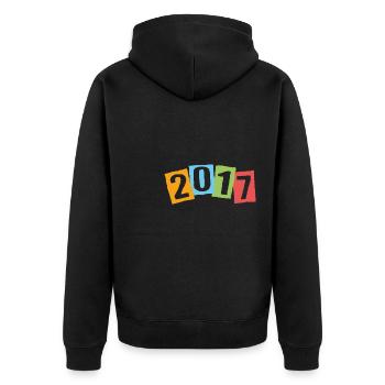 Né en 2017 – Anniversaire avec de grands chiffres colorés - Veste à capuche bio Premium Unisexe - noir - Dos - Nico (187cm)
