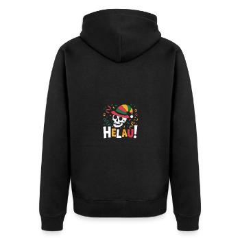 Lustiger Karneval Fasching Skull Helau - Unisex Premium Bio Zip Hoodie - Schwarz - Hinten - Nico (187cm)
