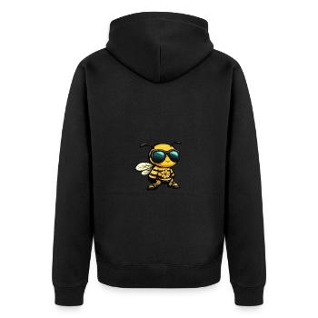Biene Comic Urlaub - Unisex Premium Bio Zip Hoodie - Schwarz - Hinten - Nico (187cm)