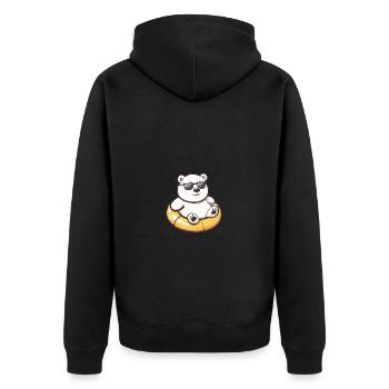 Eisbär Comic Cool - Unisex Premium Bio Zip Hoodie - Schwarz - Hinten - Nico (187cm)